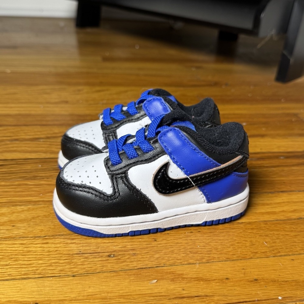 Nike Dunk Low Toddler Hyper Royal Black White Sneakers HF3252-100 Size 4C